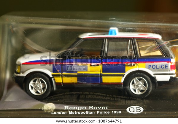 BANGKOK, THAILAND - MAY, 8: British car\
brand in miniature model diecast material new in box condition\
represent english car manufactured and model toy collection on May\
8, 2018 in\
Bangkok,Thailand.