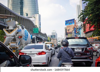 Bangkok, Thailand, Nov 11, 2019 - Pov Of Terrible Traffic Jam In Bangkok In The Evening 