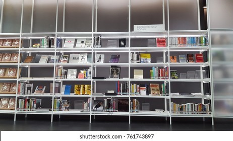 Bangkok Thailand - Nov 18, 2017 : Books On Shelves In Thailand Creative & Design Center ( TCDC)