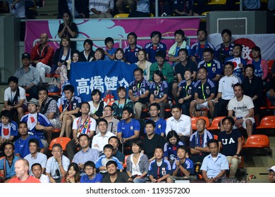 BANGKOK, THAILAND - NOVEMBER 07: Unidentified Fans Of Japan Supporters  The FIFA Futsal World Cup Between Japan And Libya At Indoor Stadium Huamark On Nov7, 2012 In Bangkok,Thailand.