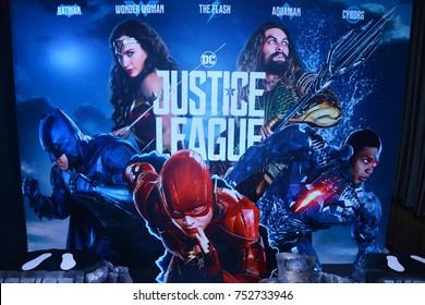 Bangkok, Thailand - November 11, 2017: Standee Of Justice League Display At The Theater