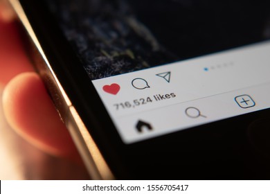 Bangkok, Thailand - November 11, 2019: Instagram App Shows The Number Of Likes.
