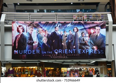 Bangkok, Thailand - November 12, 2017: Poster Of Murder On The Orient Express Displays To Promote The Movie