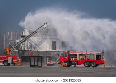 Bangkok, Thailand - November 18, 2019 : Demonstration Showcase The Capability Of The Royal Thai Armed Forces And Disaster Relief Agency At Defense And Security 2019 Impact Exhibition Center Thailand.