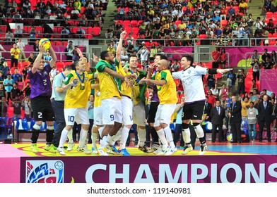 BANGKOK, THAILAND - NOVEMBER 18: Brazil Winning The FIFA Futsal World Cup Final At Indoor Stadium Huamark On November 18, 2012 In Bangkok, Thailand.