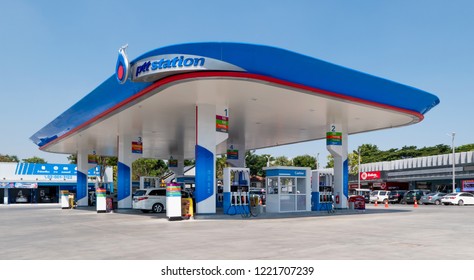 BANGKOK, THAILAND - November 5, 2018 : PTT Gas Station on Nov 5, 2018 in Thailand. PTT is a Thai state-owned SET-listed oil and gas company which owns extensive submarine gas pipelines in the Gulf of 