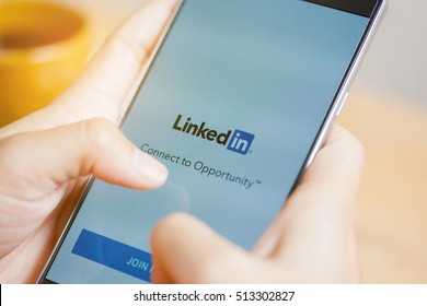 Bangkok, Thailand -  November10,2016: LinkedIn application on the screen. LinkedIn is a business-oriented social networking service.