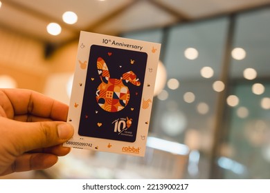 Bangkok, Thailand - October 14, 2022 : Hand Man Show BTS Ticket Of Special Rabbit Card, 10th Anniversary Edition.