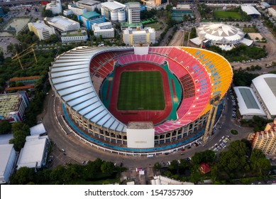 Bangkok, Thailand - October 2019: Aerial View,top View Rajamangala Stadium,Bangkok.