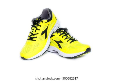 BANGKOK, THAILAND - October 2,2016: Diadora new ultra boost sports shoes for running - illustrative editorial