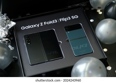 BANGKOK THAILAND : Samsung launch The New Galaxy Samsung Galaxy Z Fold 3 and Z Flip 5G on August 12 ,2021 bangkok ,thailand