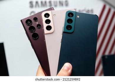 BANGKOK THAILAND : Samsung launch The New Galaxy Samsung Galaxy S22 Series (S22,S22+,S22 Ultra) on February 10 ,2022 bangkok ,thailand