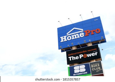Bangkok, Thailand - Sep 15,2020 :  Home Pro is opened after COVID -19 lockdown , Customers queue to temperature check and registers before entry and exit. low lighting.