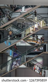 Bangkok, Thailand - Sep 16, 2018. Moving Escalators At MBK Shopping Mall. In 2017, According To The IMF, Thailand Had A GDP Of 15.450 Trillion Baht (USD 455 Billion).