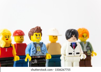 Bangkok Thailand - Sep, 2019: Lego mini figures online marketing business team on white background in Bangkok . - Shutterstock ID 1506267755