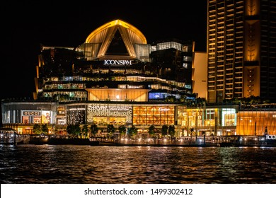 Bangkok, Thailand, Sep 7, 2019 - Water front of Icon Siam shopping mall at night