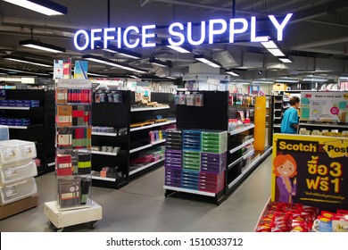 Bangkok / Thailand - September 12 2019: Office Supply Section Sign In A Stationery Store In Central Ladprao Thailand