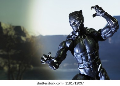 Bangkok, Thailand - September 12,2018 - Black Panther, An Action Figure From Famous Marvel Comic