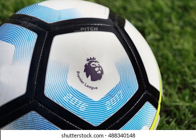 BANGKOK, THAILAND -SEPTEMBER 24, 2016: Nike Football For English Premier League On The Grass On September 24,2016