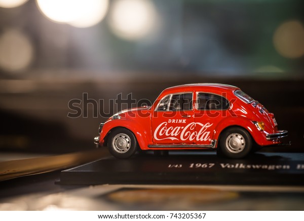 BANGKOK -THAILAND,\
September 3,2017 : Toy car with Coca-Cola sign at museum  Ban Bang\
Khen in Bangkok\
Thailand.
