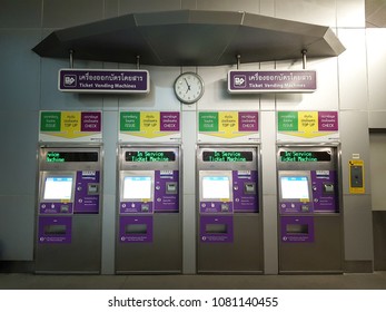 Bangkok Thailand-APR 30-2018;Vending Machine For Travel To Various Stations At Tao Poon MRT Station With Mass Rapid Transit Authority Of Thailand