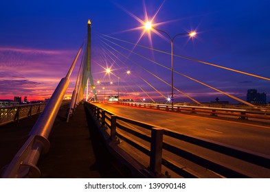 BANGKOK, THAILAND-APRIL 28:The Rama VIII Bridge, one of Thailand most famous bridges, spanning the river Choa Phraya on Apr 28 ,2013 in Bangkok, Thailand.