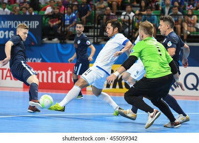 BANGKOK THAILAND-JULY15:Jetsada Chudech Of Chonburi Bluewave In Action During AFC FUTSAL CLUB CHAMPIONSHIP 2016 Match Chonburi Bluewave And Vic Vipers FC At Bangkok Arena Stadium On July15,2016