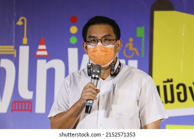 Bangkok, Thailand-May 3, 2022: Bangkok Governor Election Candidate  Wiroj Lakkhanaadisorn Speaks In A Public Forum