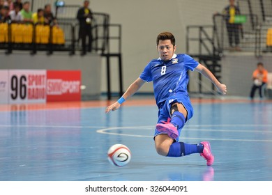 BANGKOK THAILAND-OCT9:Jetsada Chudech Of Thailand In Action During 2015 AFF Futsal Championship Match Between Thailand And Singapore At Bangkok Arena Stadium On October9,2015in Thailand