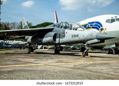 Bangkok Thaland 12 Jan 2019: 1 Alphajet Attack Aircraft Was Showing In The Royal Thai Air Force Museum After Release From Base.