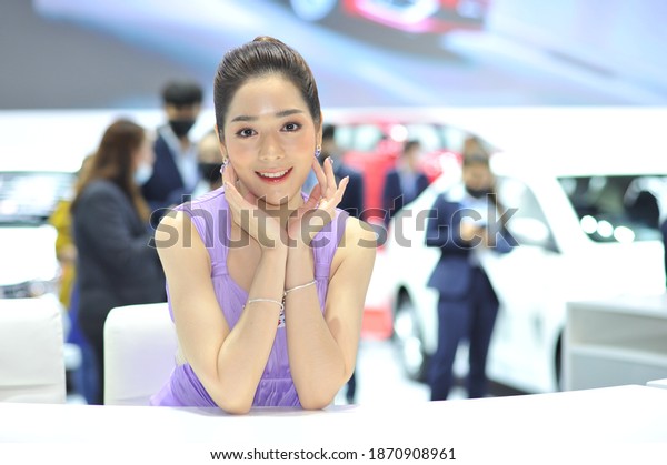 BANGKOK-december5 pretty moter expo\
at The 37nd Motor expo 2020 on december 5, 2020 in Bangkok,\
Thailand