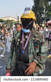 Bangkok/Thailand - 12 02 2013: Protesters riot and take the Metropolitan Police House HQ.