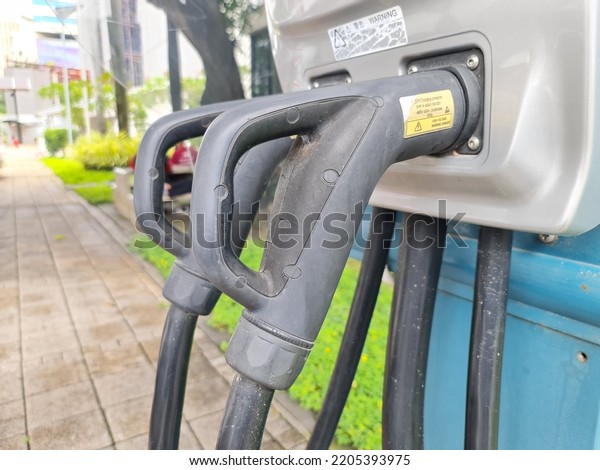 Bangkok,Thailand 20 SEP 2022:Electric car charging\
station powered by\
India