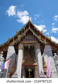 Bangkok,Thailand - 20June2022 - Wat Rajapradit stunning architecture with marble tiles, gilded teak and vivid mosaics grand Buddhist temple and royal monastery complex