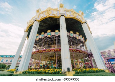 BANGKOK,THAILAND - AUGUST 8,2017 : Carousel In Amusement Park. At Siam Park City In Bangkok