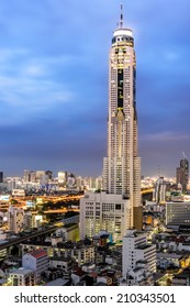 Bangkok,Thailand - JUL 10: Twilight aerial view of Baiyoke Tower II on jul 10, 2014 in Bangkok, Thailand. Baiyoke Tower II is the highest building in Thailand with height to to the top 328.4 m.