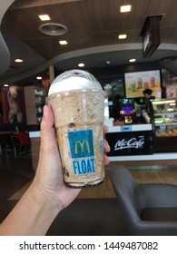 BANGKOK,THAILAND - JULY 13,2019 : Coke Feozen Float In McDonald’s Restaurant At Shop Thailand.