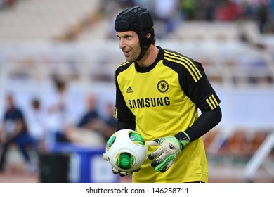 BANGKOK,THAILAND- JULY 16: Goalkeeper Peter Cech In Action During Chelsea FC Training Session At Rajamangala Stadium On July 16, 2013 In Bangkok, Thailand.