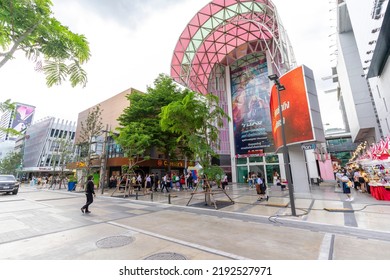 Bangkok,Thailand - July 7,2022 : People Cross Crosswalk Near Digital Gateway At Siam Square In Bangkok, Thailand. 