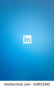 BANGKOK,THAILAND - Mar 11,2016: LinkedIn logo printed on paper and placed on white background. LinkedIn is a business-oriented social networking service
