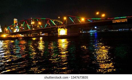 Bangkok,Thailand -  March 21 2019 : Mr.Tanakrid Prombut  travel by boat along the Chao Phraya River, to see Bangkok at night, at Bangkok,Thailand.
 - Shutterstock ID 1347673835
