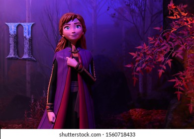 Bangkok/Thailand - November 10th, 2019. Anna character figure Frozen movie at event Frozen 2 Magical Journey at KING POWER Rangnam