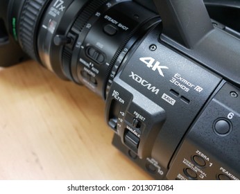 BANGKOK,THAILAND-19 JUNE 2021:Closeup Of Professional Sony Z280 4k Video Camera.