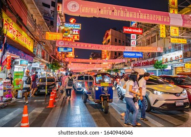 Bangkok/Thailand-23 Jan 2020:Unacquainted People Walking In Yaowarat China Town At Bangkok City Thailand In Chinese Newyear.Bangkok Chinatown Is The Largest Chinatown In The World.