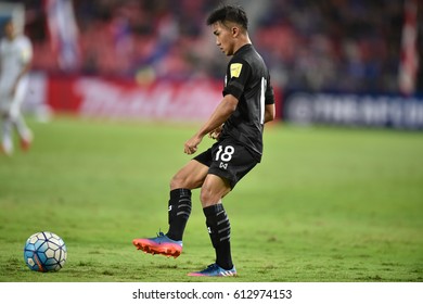 BANGKOK-THAILAND-23MAR,2017:Chanathip Songkrasin[B] Player Of Thailand In Action During World Cup Qualifier Between Thailand And Saudi Arabia At Rajamankala Stadium,Thailand