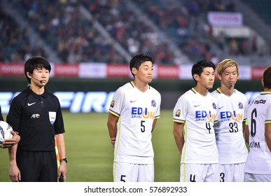 BANGKOK-THAILAND-4FEB,2017:Kazuhiko Chiba Player Of Sanfrecce Hiroshima In Action During Competition Totota Premier Cup 2016 Between SCG MTUTD And Sanfrecce Hiroshima At Suppachalasai Stadium,Thailand