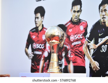 BANGKOK-THAILAND-4FEB,2017:Trophy Toyota Premier Cup During Competition Totota Premier Cup 2016 Between SCG MTUTD And Sanfrecce Hiroshima At Suppachalasai Stadium,Thailand