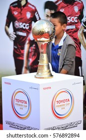 BANGKOK-THAILAND-4FEB,2017:Trophy Toyota Premier Cup During Competition Totota Premier Cup 2016 Between SCG MTUTD And Sanfrecce Hiroshima At Suppachalasai Stadium,Thailand