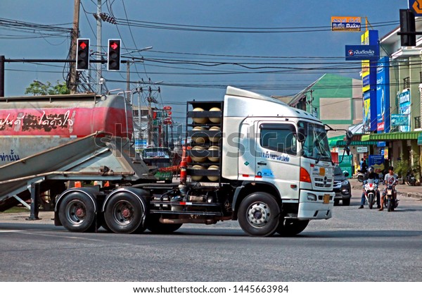 BANGKOK-THAILAND-APRIL\
21 :  The transportation truck on the road in the city of Thailand,\
April 21, 2018 Bangkok,\
Thailand