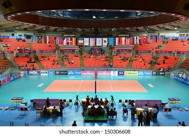 BANGKOK,THAILAND-AUGUST 16,2013:The competition FIVB Volleyball World Grand Prix 2013 at Indoo stadium Hua-Mak on August 16,2013 in Bangkok,Thailand